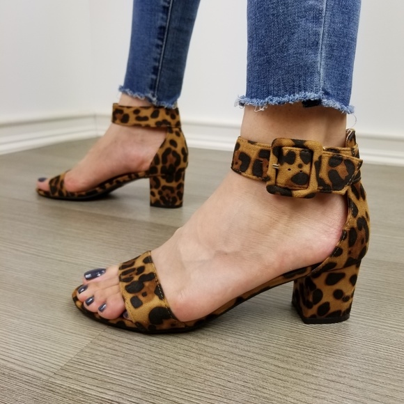 Block Heel Suede Leopard Sandal - Picture 11 of 16